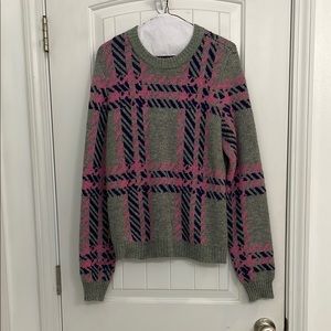 Jun and Ivy small Plaid Pink, Blue and Gray Sweater